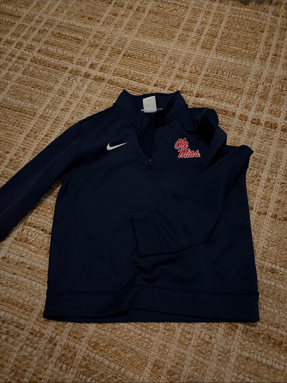 Nike Kids Navy Ole Miss Half-Zip Pullover with Red Logo